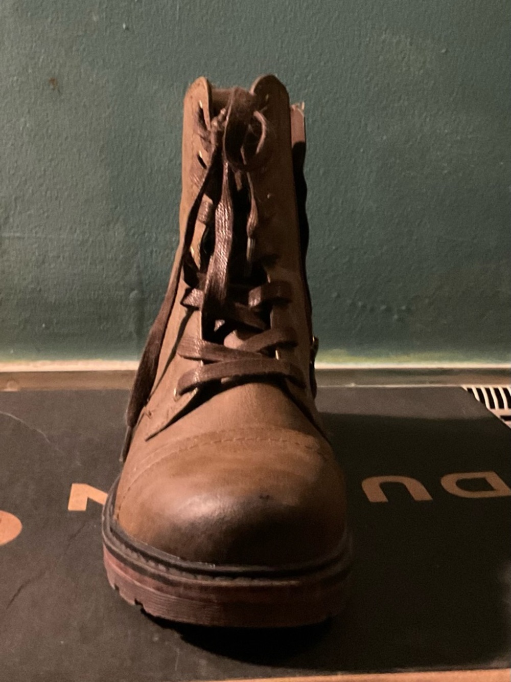 Lace-Up Combat Boots in Brown - Picture 3 of 5